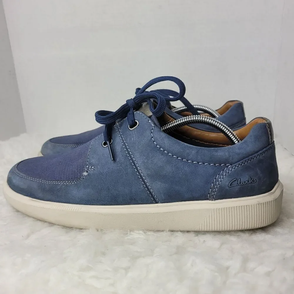 Clarks Cambro Men's Sneaker Size 11 Blue Leather Canvas Lace Up Shoes